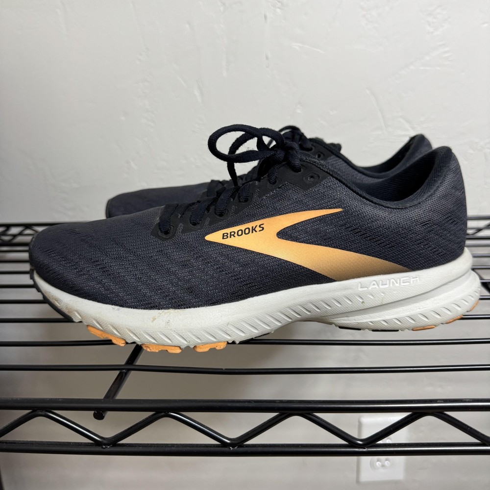 Brooks Launch 7 Shoes Womens Size 9.5 Black Gold Neutral Running Athletic Speed