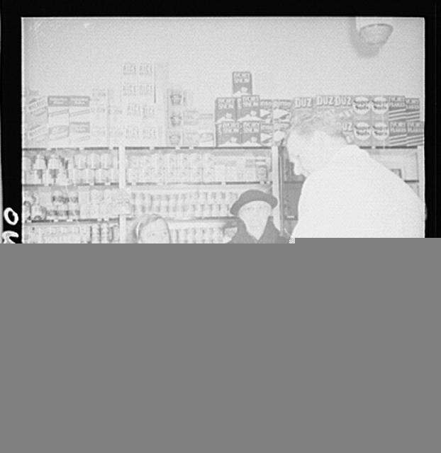 Buffalo, New York. Beverly Ann Grimm, eleven, doing the family shopping. She is