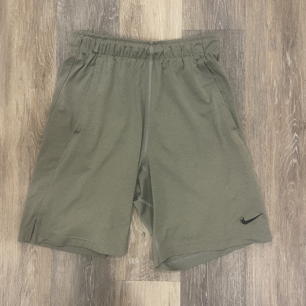 Nike Shorts Mens Small Gray Athletic Swoosh Logo Dri-Fit Drawstring Stretch