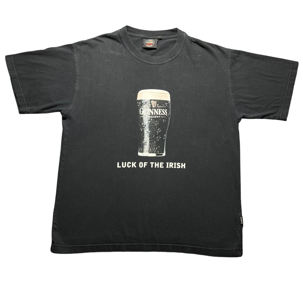 Guinness Beer T Shirt Mens Large Black Luck of the Irish Draught Graphic Tee