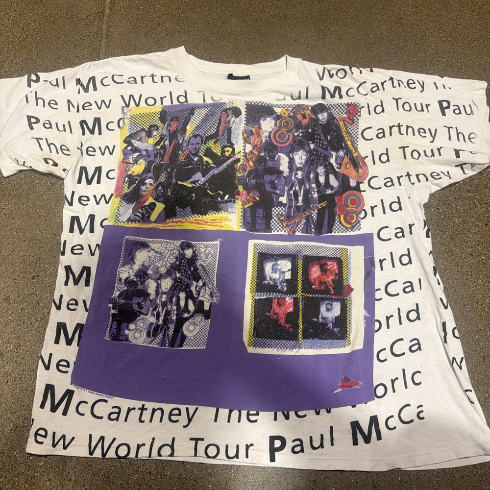 1993 Paul McCartney The New World Tour T-Shirt All Over Print Xl Single Stitch