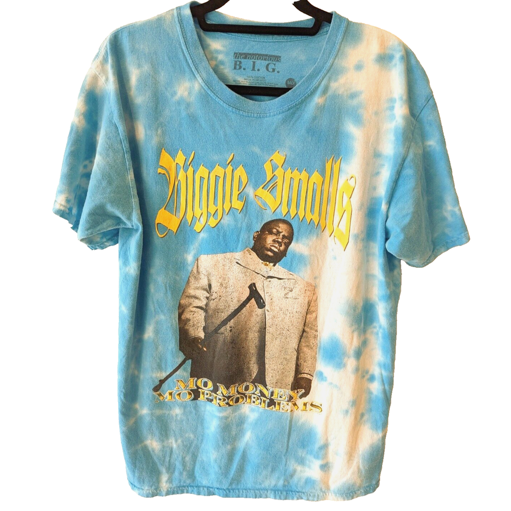 Biggie Smalls Teal Blue AOP Tie Dye TShirt SZ MED Mo Money Mo Problems Allover