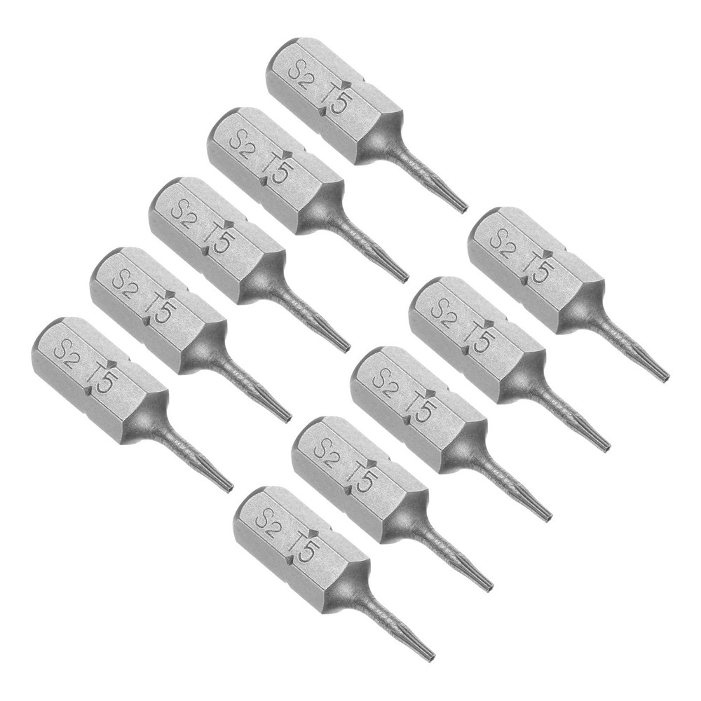 10-Piece T5 Torx Magnetic Screwdriver Bits 1/4 Hex 25mm