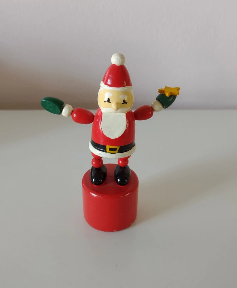 Vtg Midwest Importers of Cannon Falls Wooden Christmas Santa Claus Push Puppet