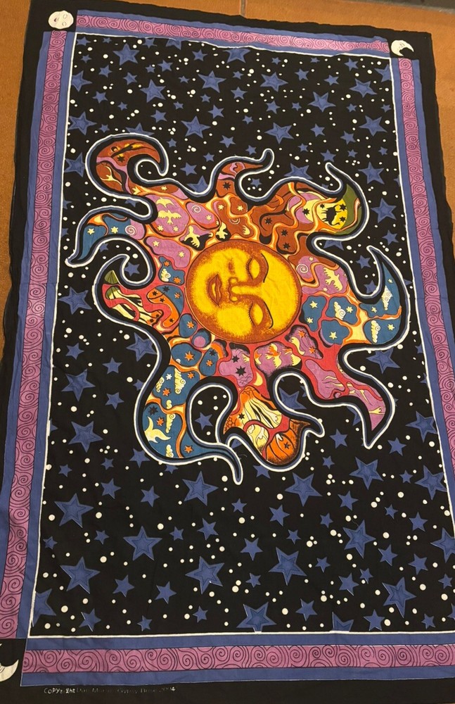 Sun Moon Tapestry Stars Gypsy Rose Original Hand Crafted Y2K Wall Decor