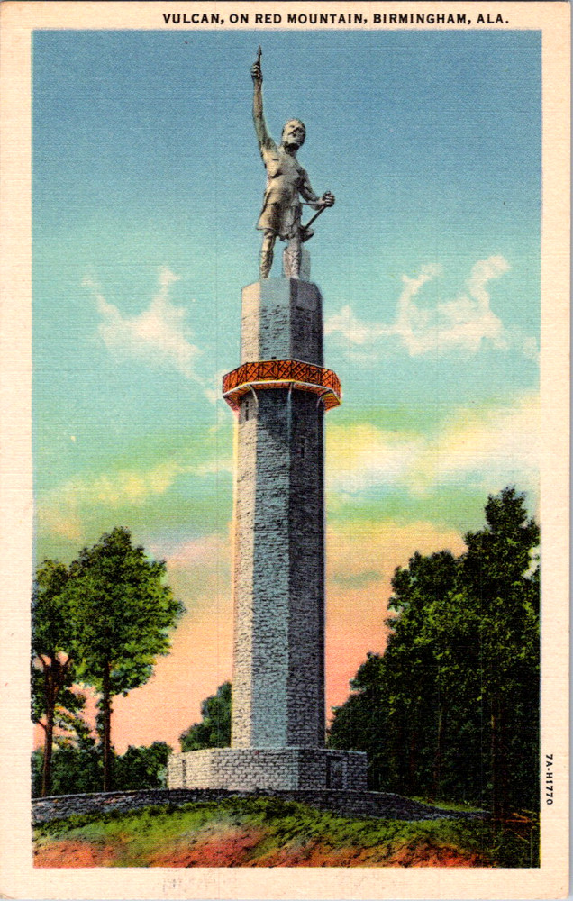 Vintage Postcard Vulcan Statue Red Mountain Birmingham Alabama