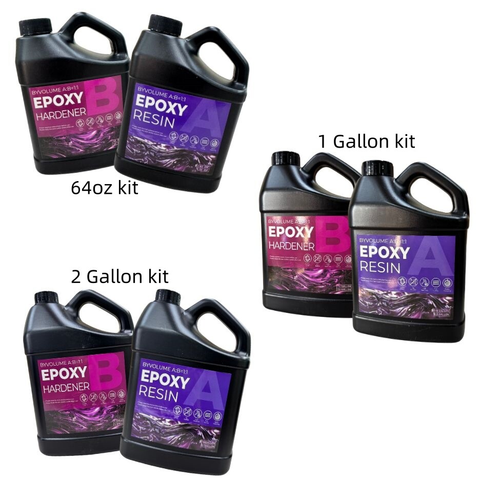64OZ Epoxy Resin Kit 1:1 Ratio Crystal Clear UV Resistant Self-Leveling for Crafts