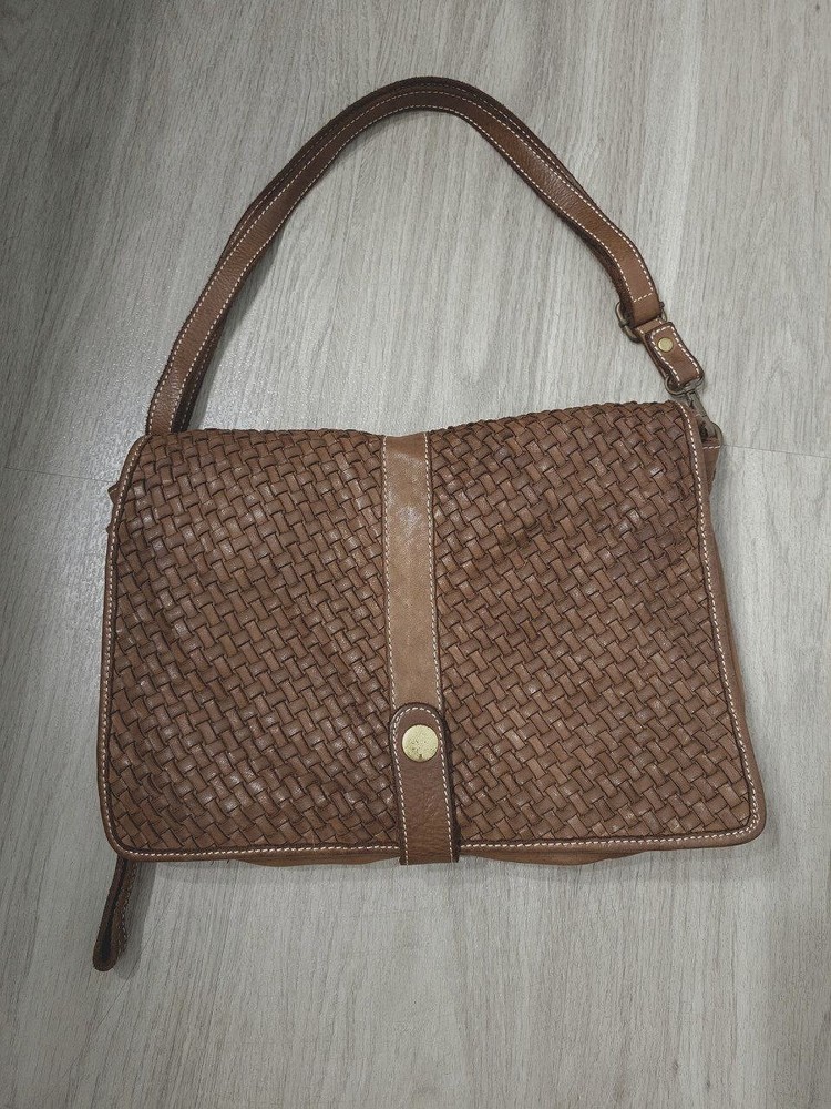 Costanza Rota Brown Distressed Supple Italian Leather Triple Saddle Bag