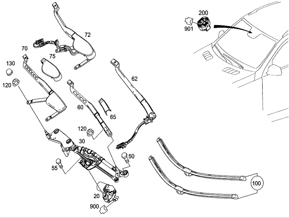 Genuine Mercedes Wiper Blade Kit 166820104528 OEM Replacement