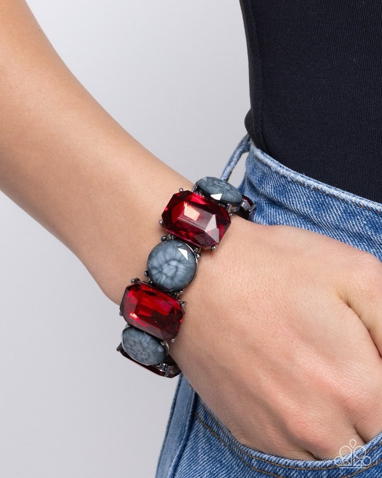 New Paparazzi Jewelry-Cloudy Conversation Bracelet-Red