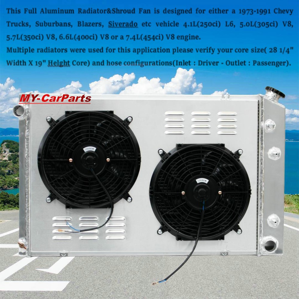 4Row Radiator&Shroud+Fan For 1973-1991 Chevy&GMC Siverado Truck,Suburbans,Blazer