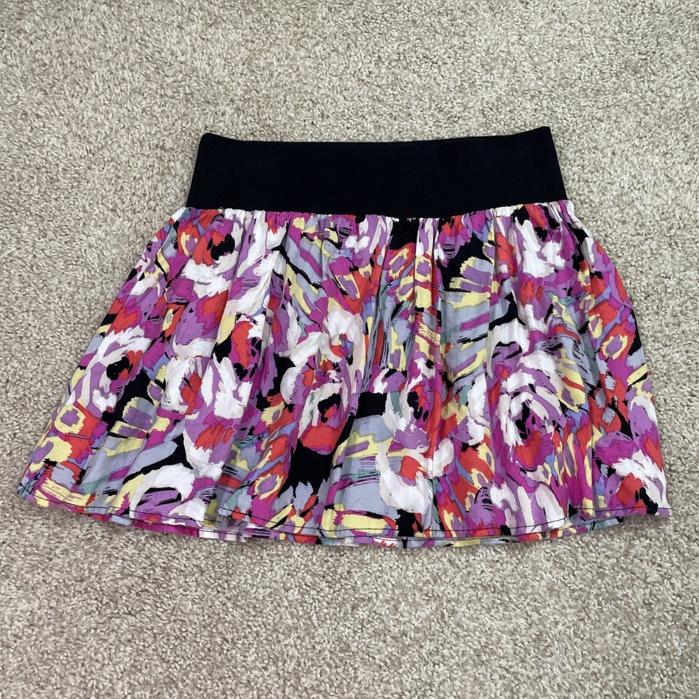 Lily White Shirt Flare Skirt Multi Color Women’s Size Small Rayon USA 2563
