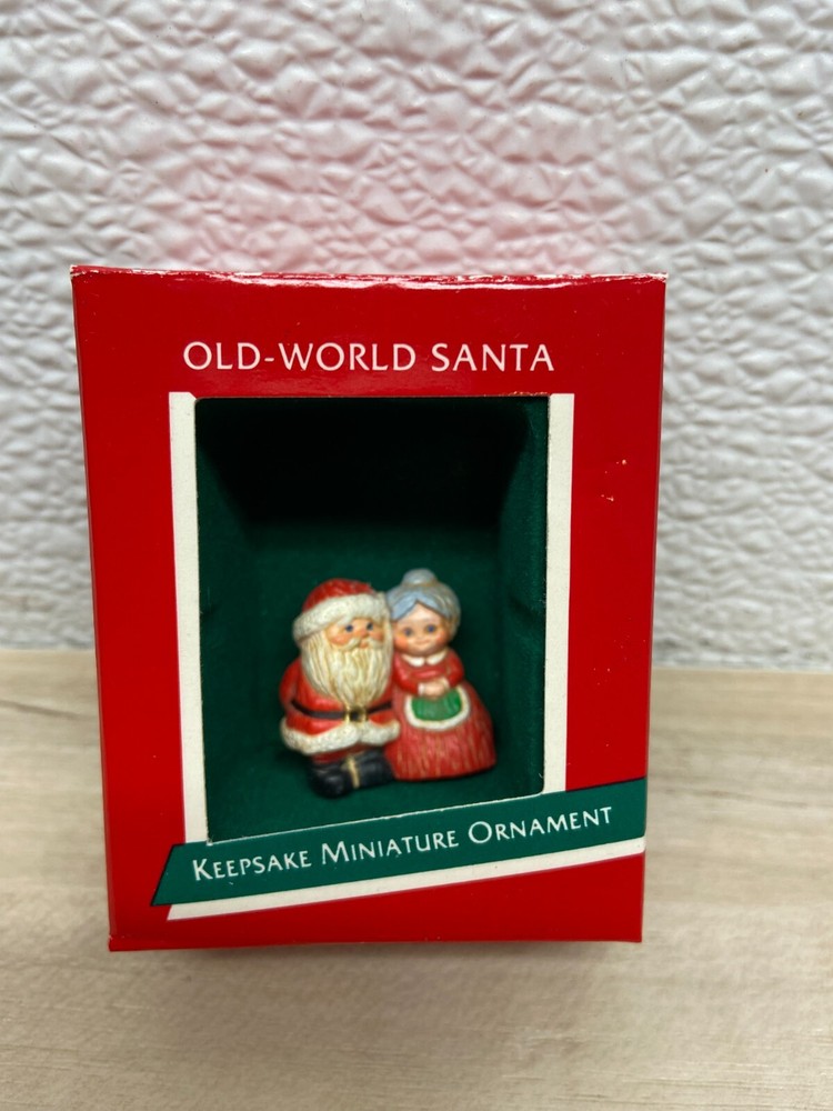 Vtg 1989 Hallmark Old-World Santa &  Mrs. Claus Keepsake Miniature Ornament