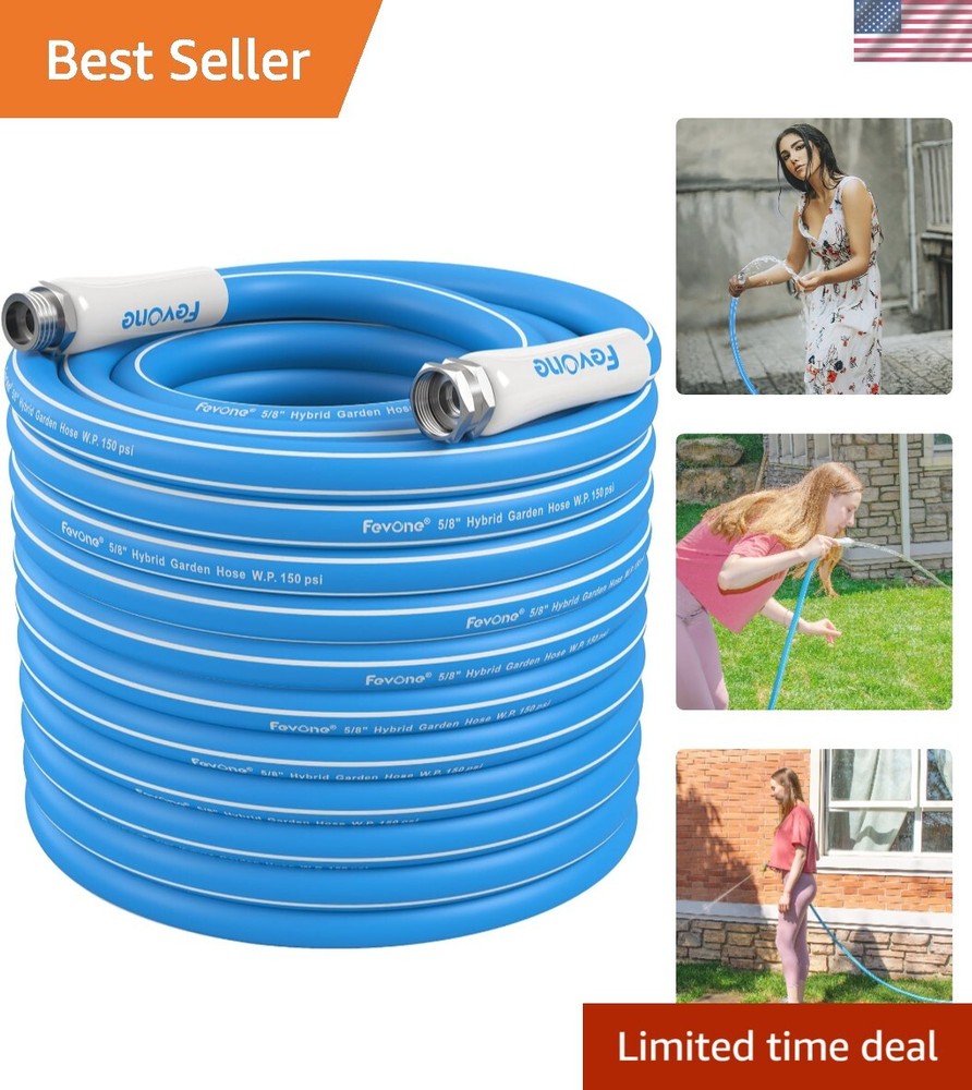 Garden Hose 100 ft, Heavy Duty Water Hose, Hybrid Polymer, Kink Resistance, L...
