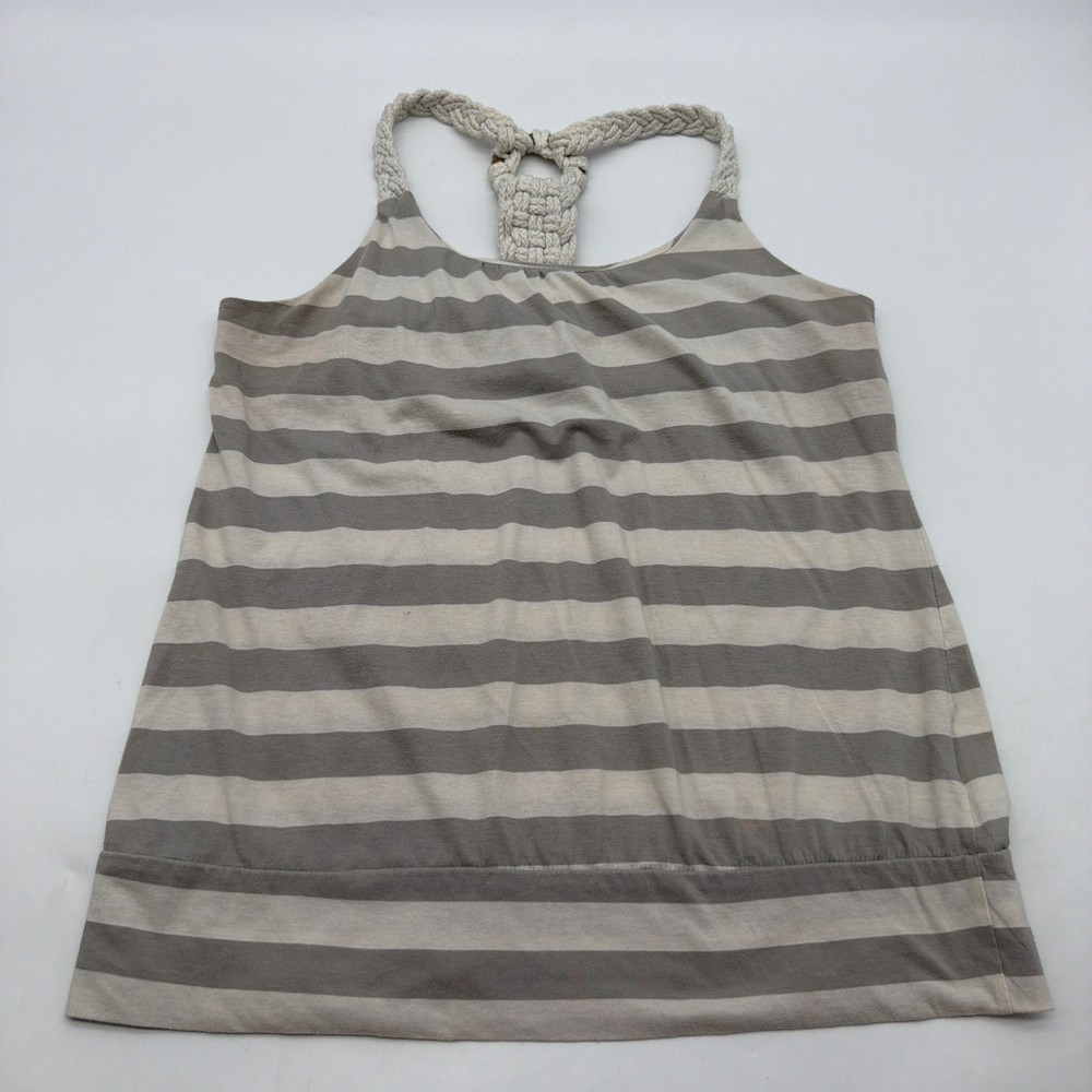 Bongo Tank Top Women XL Striped Gray & White .#41079