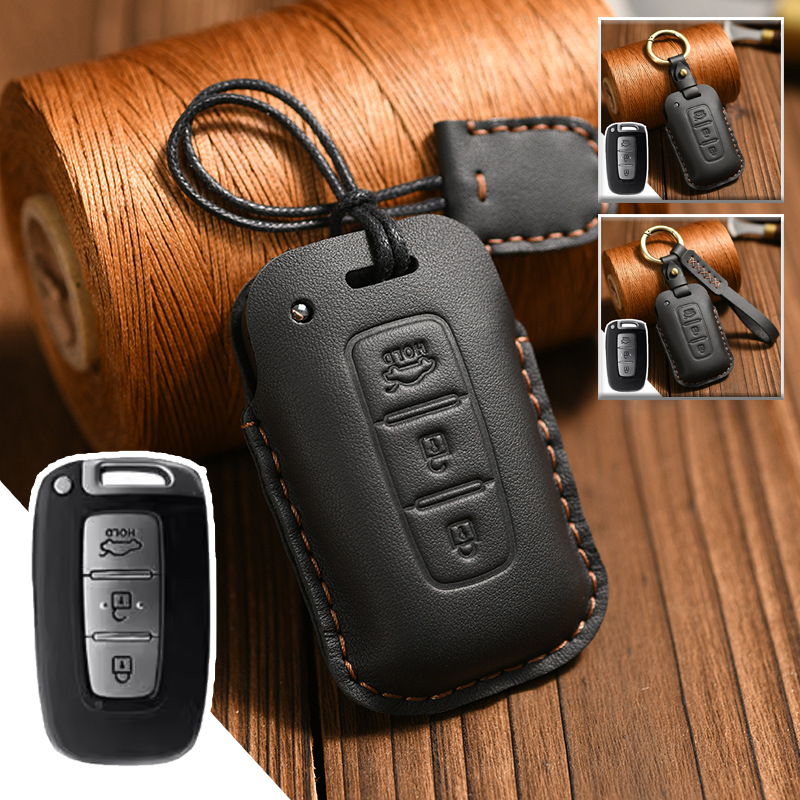 Genuine Leather Car Key Case Cover Bag For Hyundai Sonata Elantra For KIA Optima