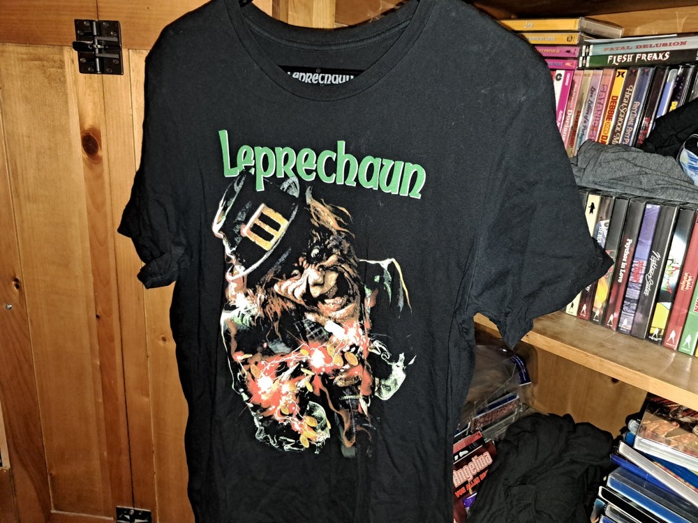 Leprechaun Shirt Large Black Fright Rags Golden Delicious Gold Horror Comedy