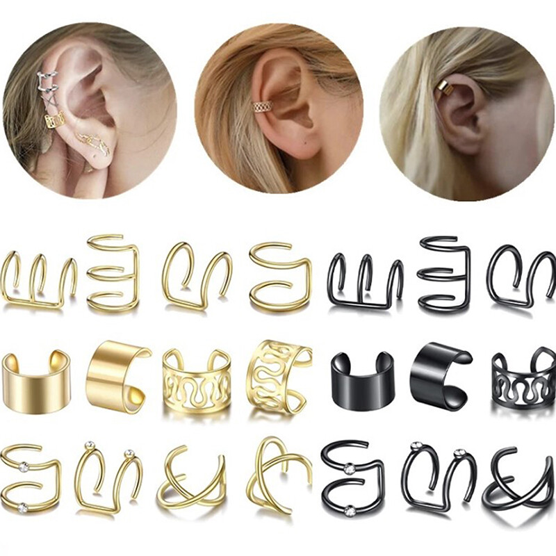 12Pcs Leaf Ear Cuff Set for Women No Piercing Clip-On Earrings