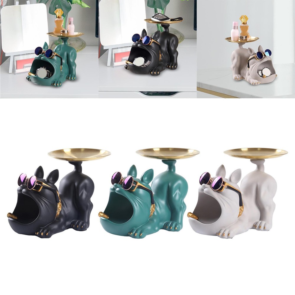Dog Storage Tray Statue Decorative Storage Tray Bowl  Collectible Figurine for