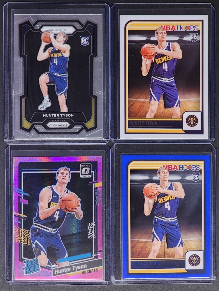 $5 4-Card Lot ⭐️ HUNTER TYSON RCs ⭐️ Prizm/Hoops (Blue)/Optic (Hyper Pink)
