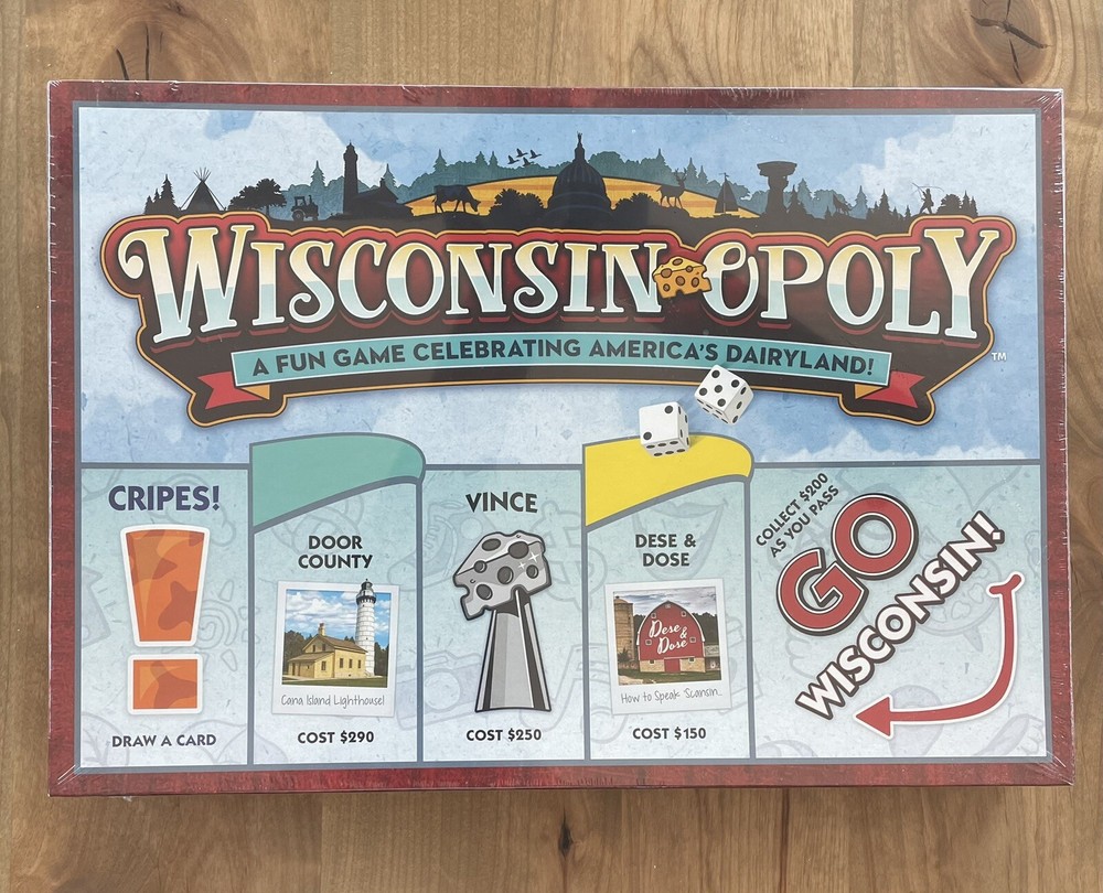 WisconsinOpoly Wisconsin State Monopoly Board Game -Late for the Sky BRAND NEW