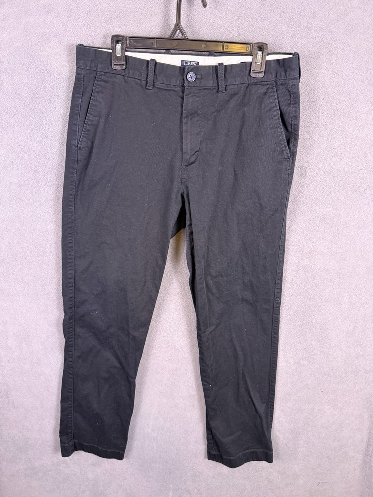 J Crew Flex Chino Pants Mens 32x32 Black Cotton Stretch Straight Casual Preppy
