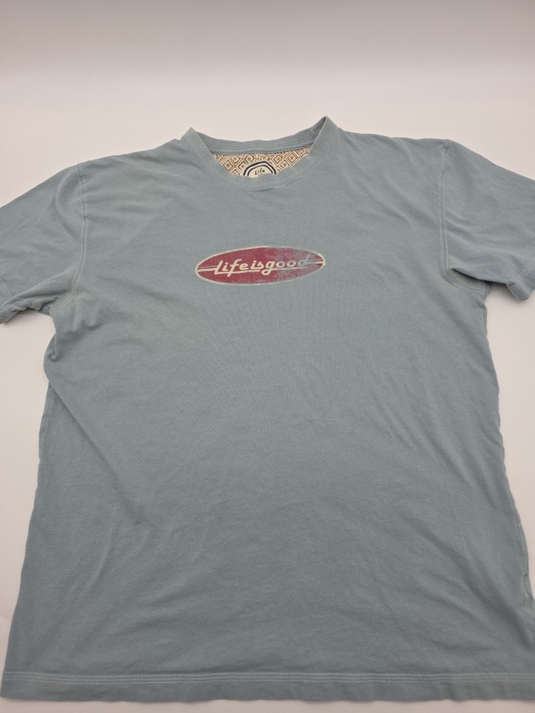 Life Is Good T-Shirt Men Medium Graphic Print Logo Blue..#40698