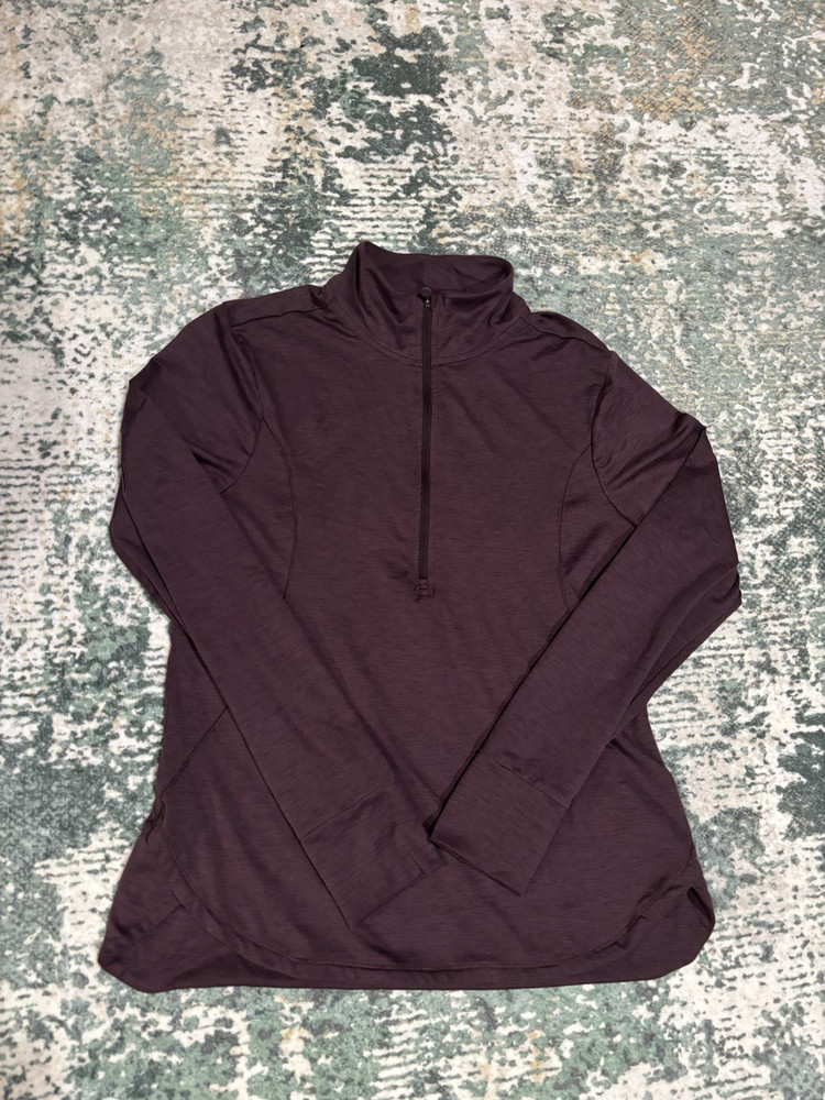 Apana Womens long sleeve quarter zip pullover size L Purple