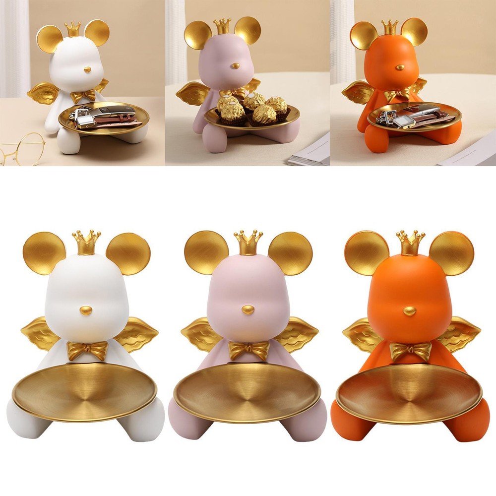 Bear Sculpture Storage Tray Decoration Resin Entrance Statue Animal Figurine