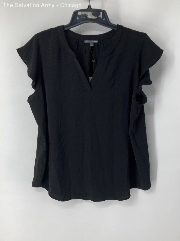 Adrianna Papell Womens Black Short Sleeve Casual Blouse Top Size X-Large