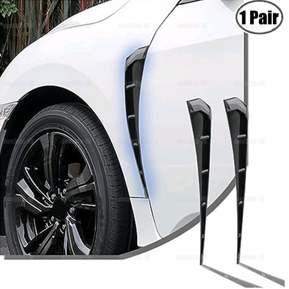 2pcs Glossy Black Car Body Side Fender Vent Air Wing Cover Trim Accessories