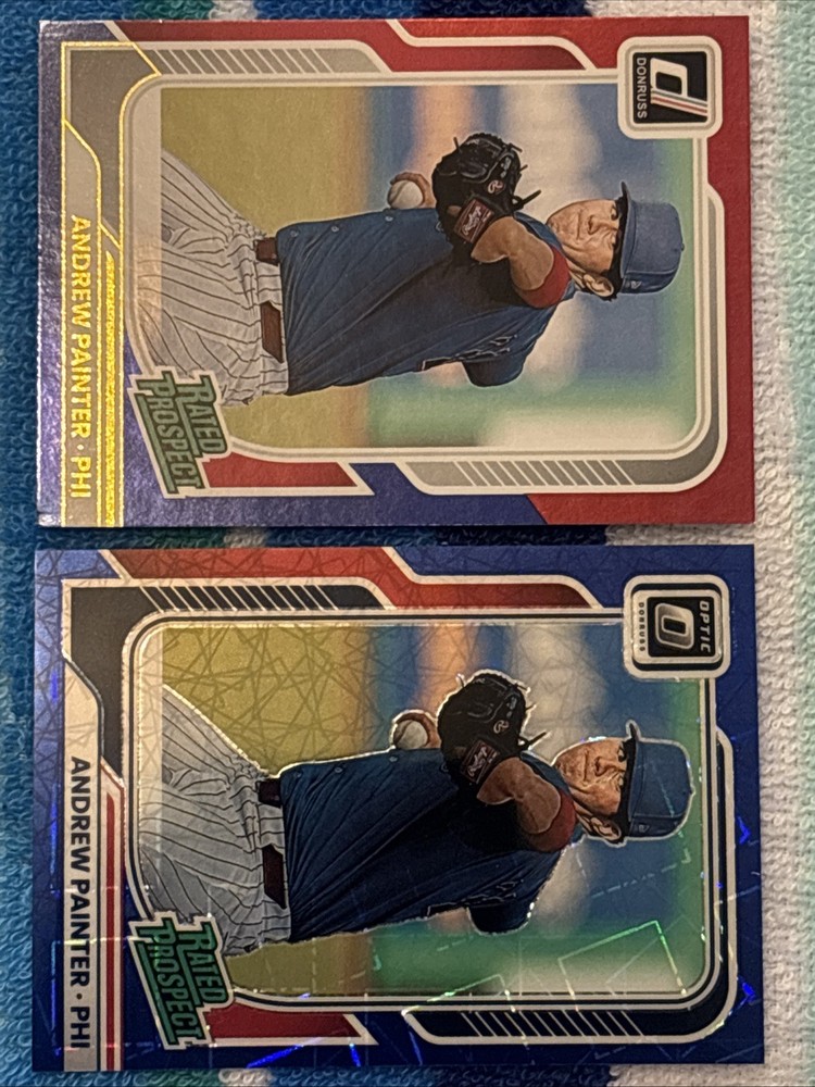 2026 Panini Donruss Baseball 2 Card Andrew Painter Lot - Red&Blue/Blue Velocity