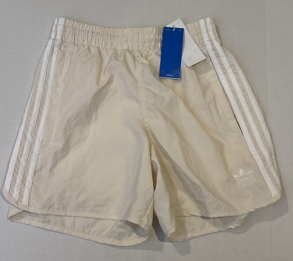Adidas Sprinter Shorts Wonder White Originals Trefoil 3 Stripe Pockets Men’s XS
