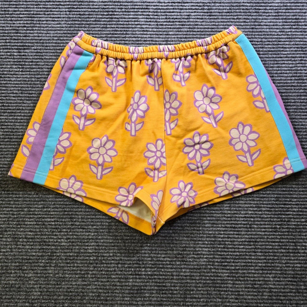 Rhode Shorts Womens Small Yellow Purple Floral Elastic Waist Lounge