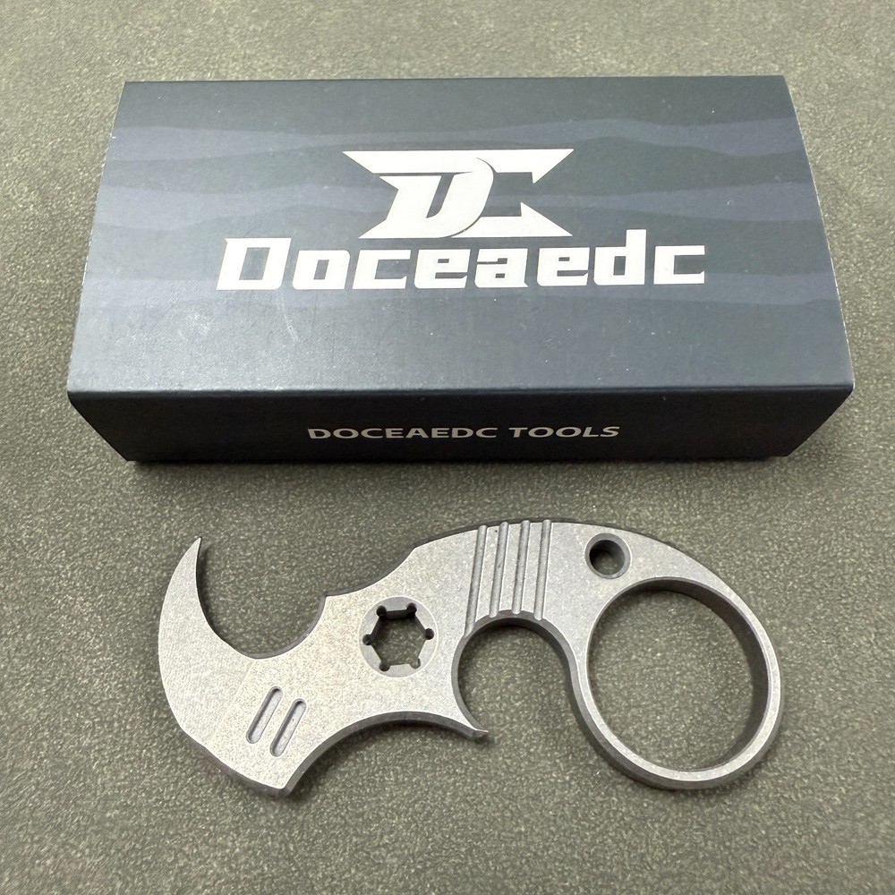 Doceaedc TC4 Titanium Rhinoceros Crowbar EDC Multi functional Tool - stonewashed