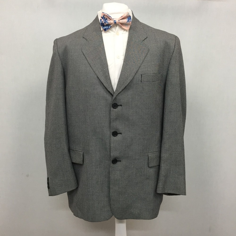 Fosters Blazer Jacket Mens 42In Suit Jacket 3 Button Grey Plaid