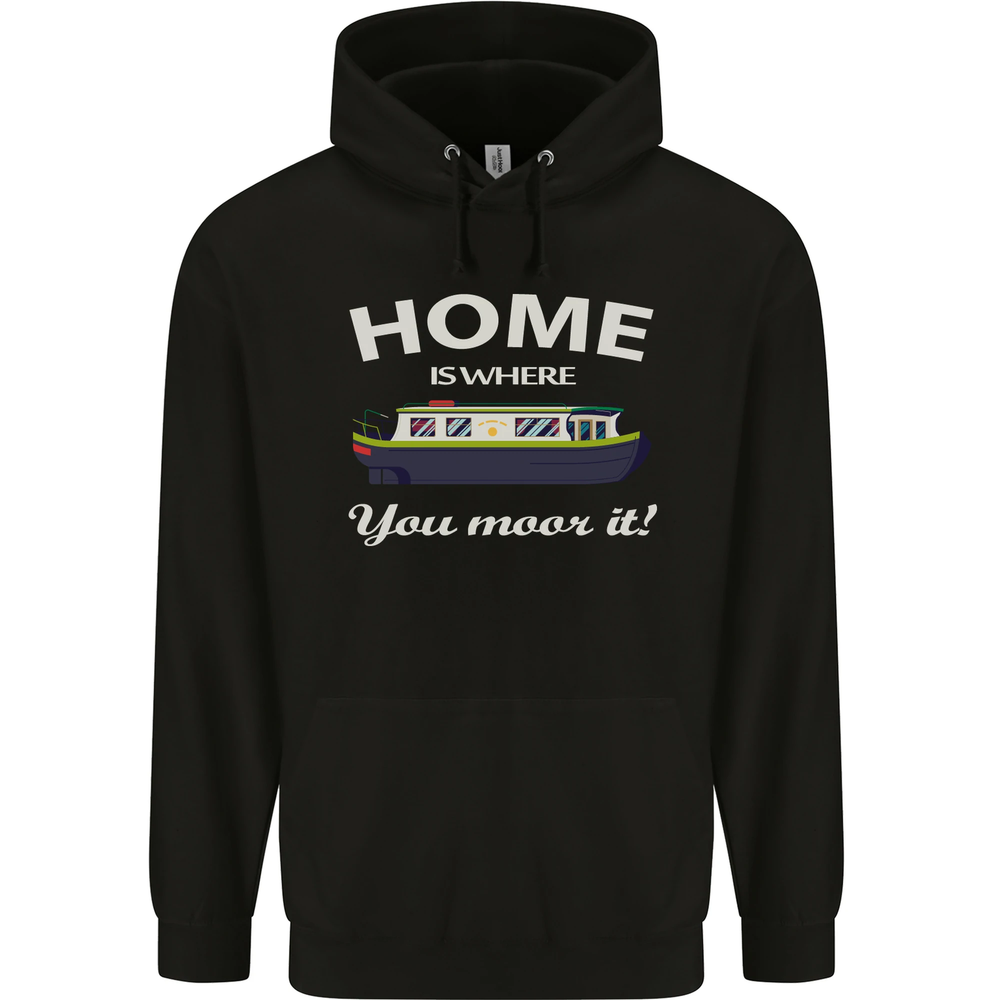Home Is Where You Moor It Long Boat Barge Mens 80% Cotton Hoodie