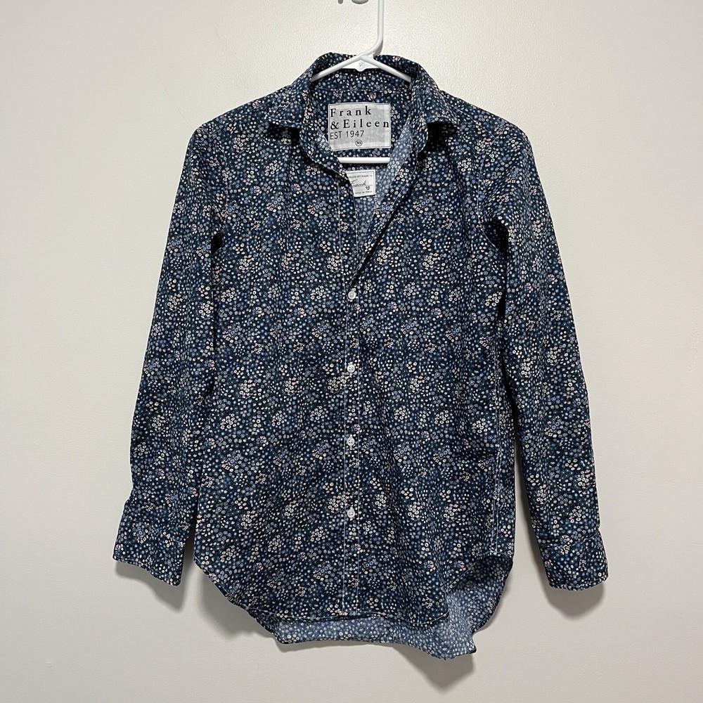 Frank & Eileen Blue Floral Frank Classic Button Up Shirt Size XS