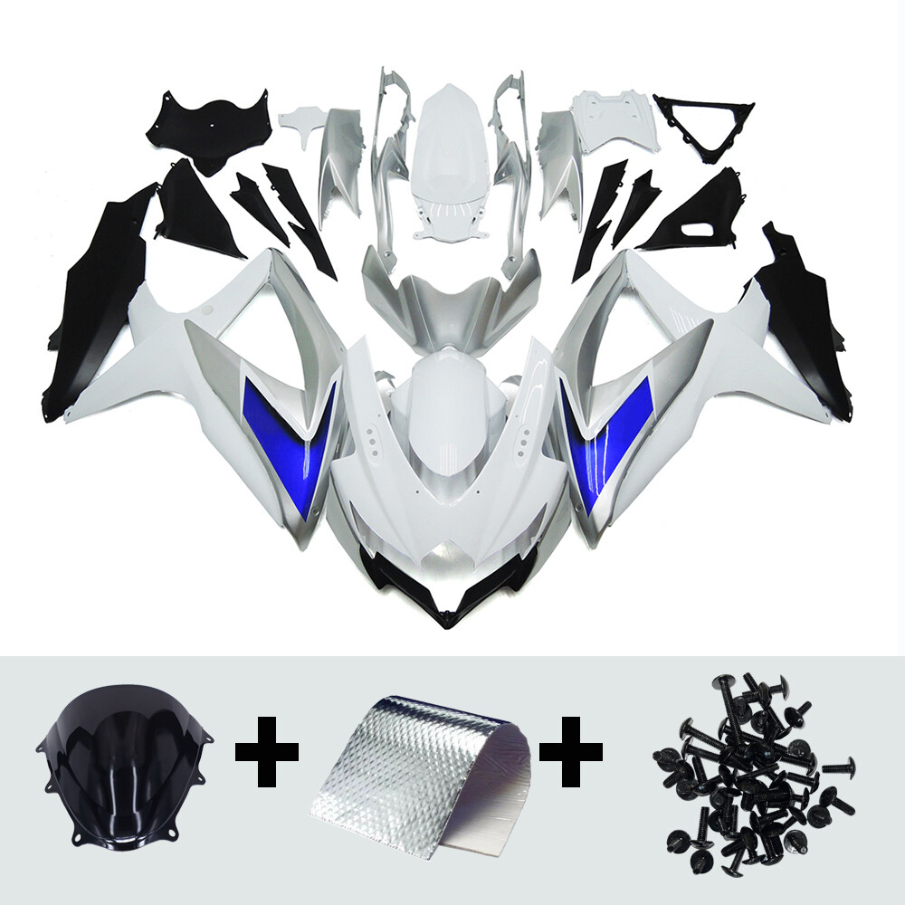 Blue White Bodywork for 2008 2009 2010 Suzuki GSXR600 GSXR750 K8 ABS Fairing Kit