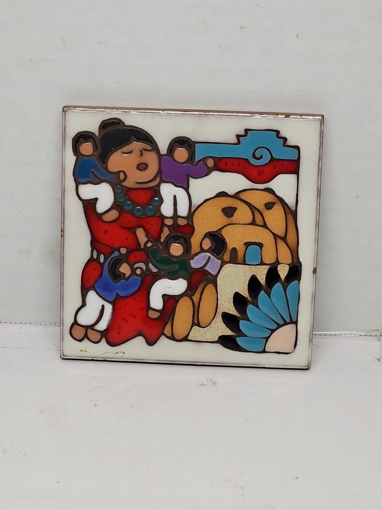 Native American Southwest Themed Masterworks Handcrafted Ceramic Art Tile