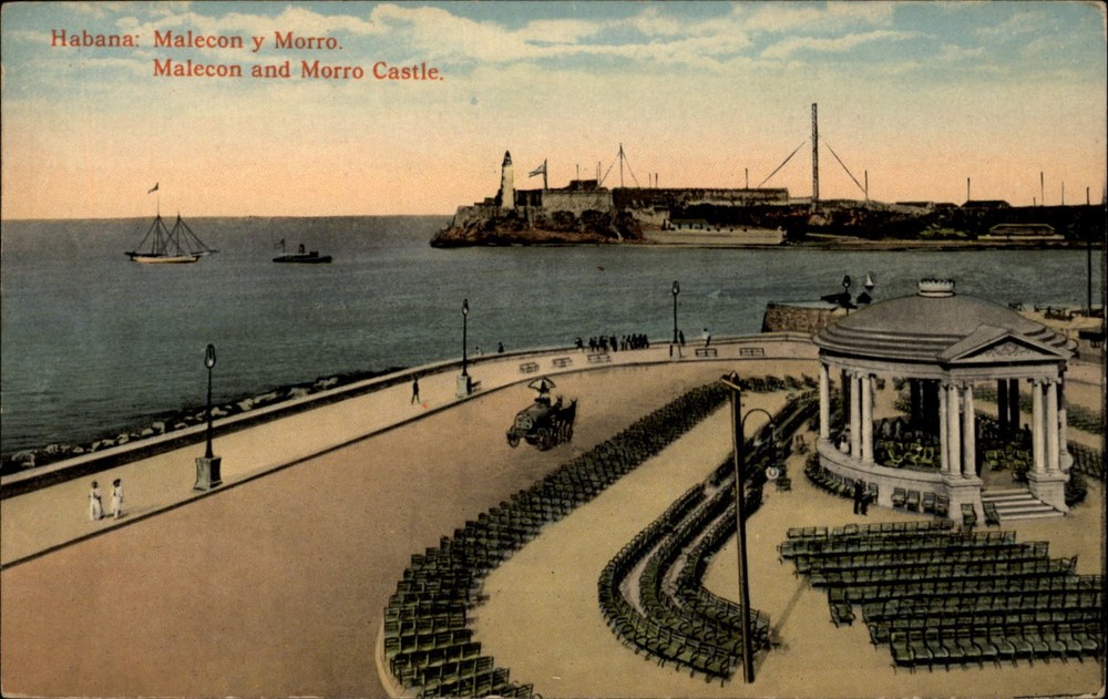 Malecon and Morro Castle Havana Cuba vintage postcard g244