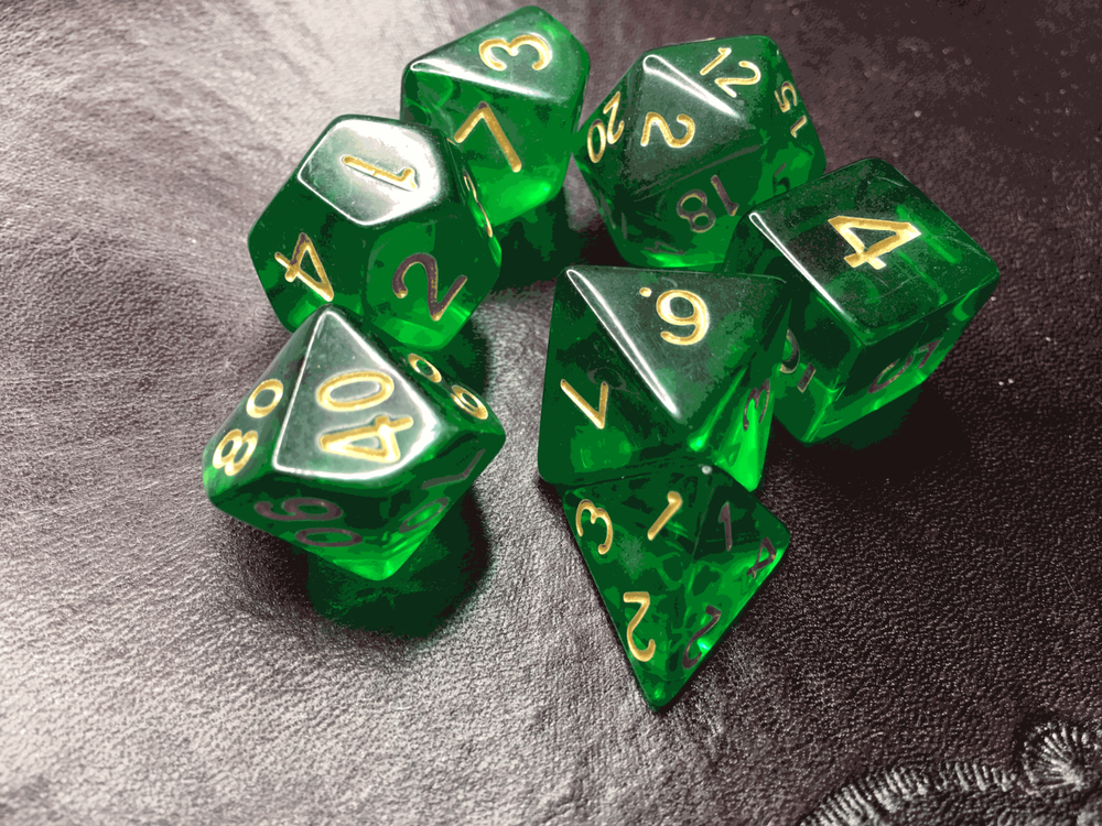 16mm 7 Die Polyhedral Dice Set Sylvan Spirits deep emerald hue of absinthe-image