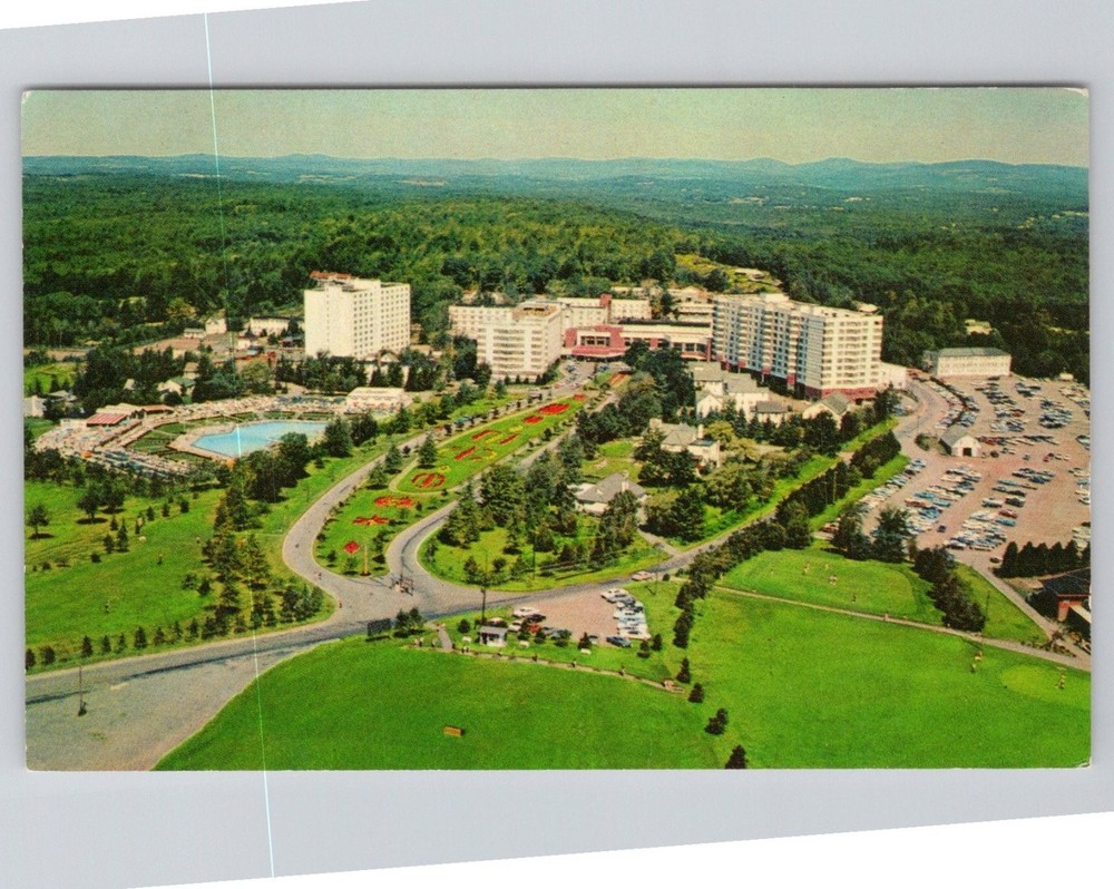 Vintage Concord Hotel Kiamesha Lake NY Aerial View Chrome Postcard 1960s