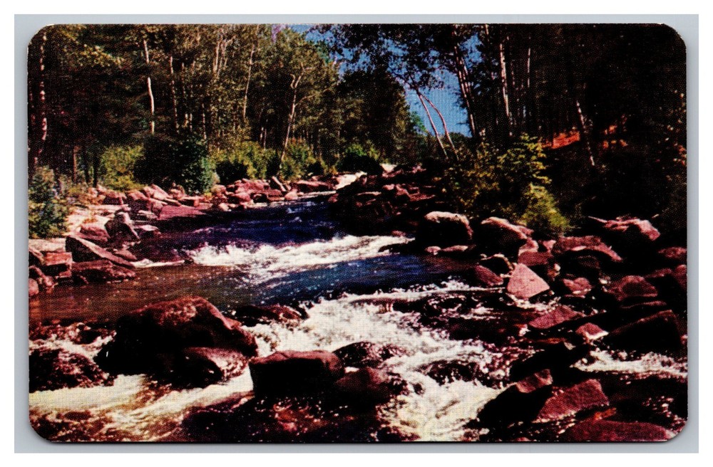 Bruce Mines Ontario Canada Splashing Waters of the Rapids Chrome Postcard