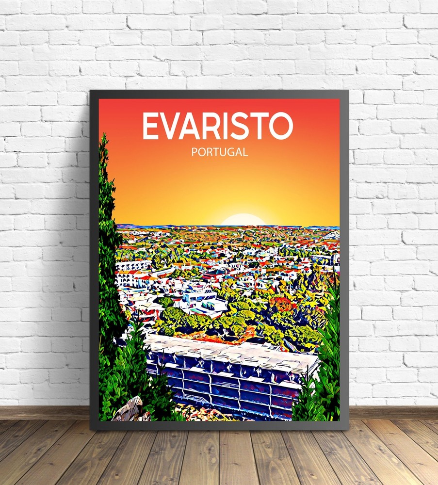 Evaristo Portugal Art Poster Sunset Night Poster Art Print Evaristo City Modern