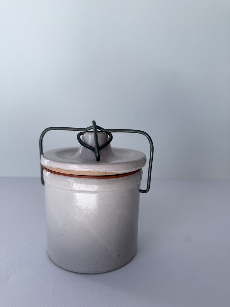 Vintage Lock-Seal Stoneware Crock with Latching Lid