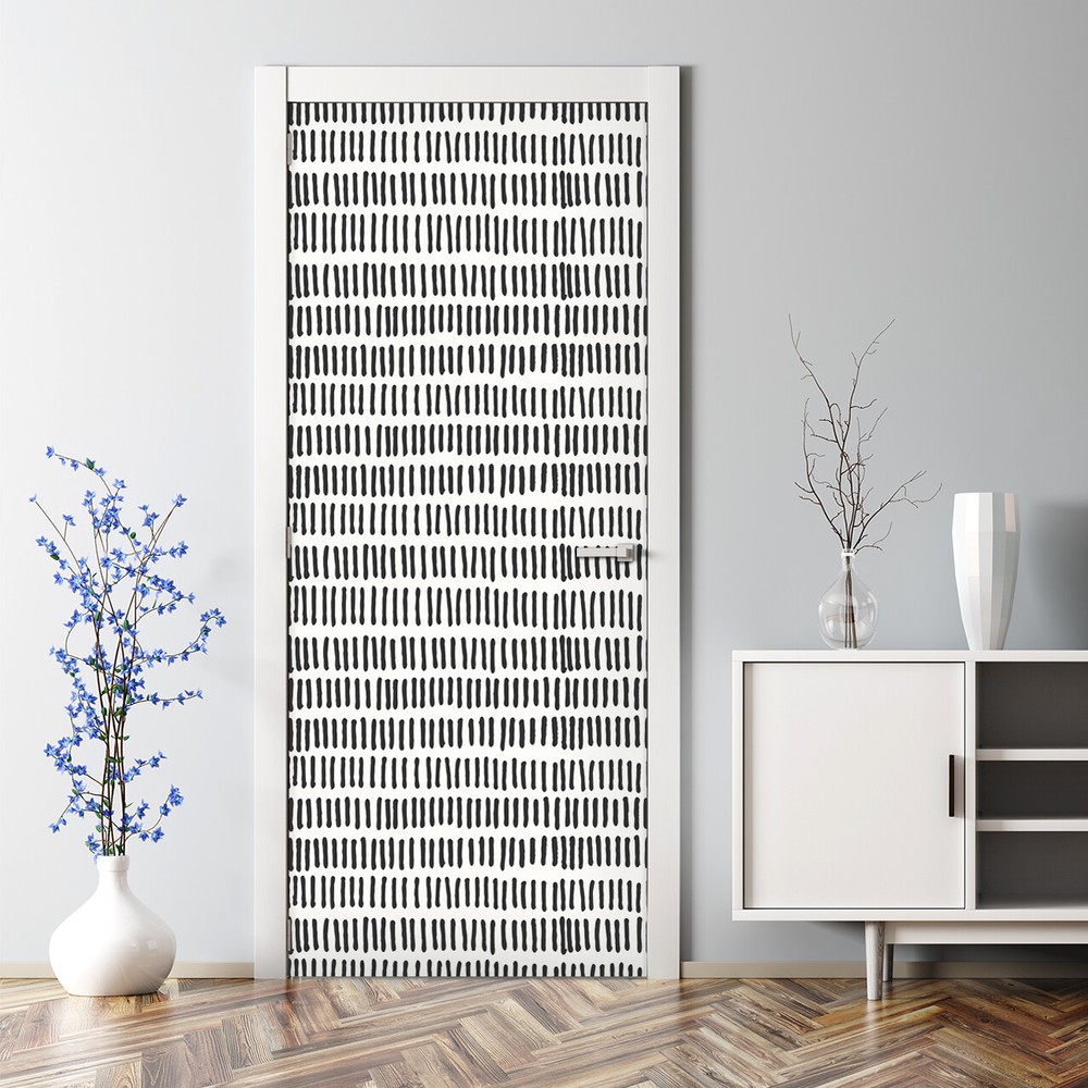 Abstract lines Bubble Free Door sticker grey and white Decal wall decor