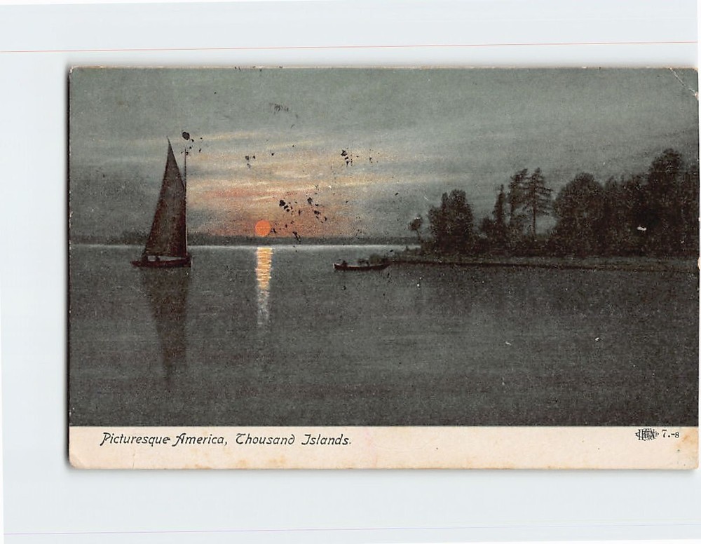 Postcard Sunset Scene Thousand Islands NY USA