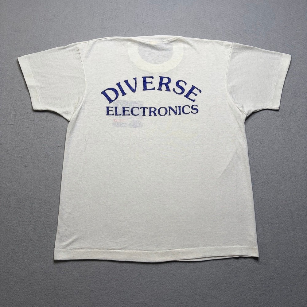 Vintage Diverse Electronics CART Racing T Shirt Mens Large White Made In USA 80s