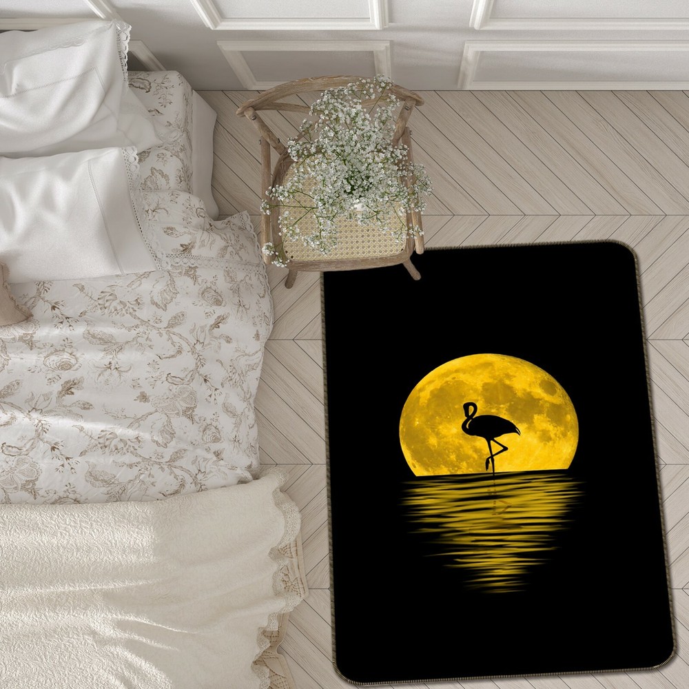 3D Lake Moon Flamingo Non-Slip Rug Mat Elegant Photo Carpet O3089